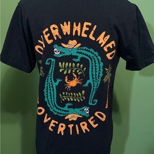 Octopied Mind Black Graphic Tee with Alligator and Crab Design